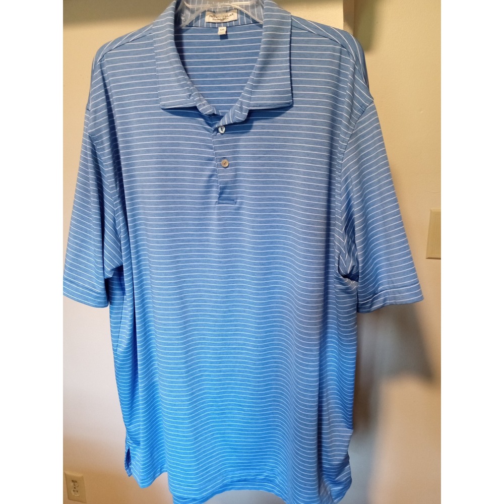 Peter Millar Summer Comfort Mens XXL Blue White Striped Performance Golf Polo - Picture 1 of 6